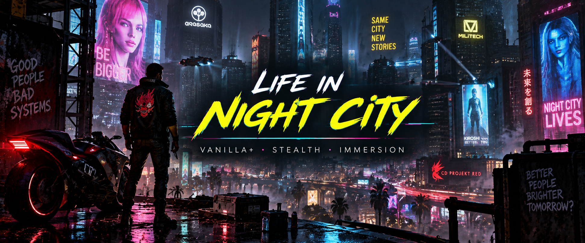 Titelbild zu Life in Night City – Cyberpunk 2077 als Vanilla+ Erlebnis